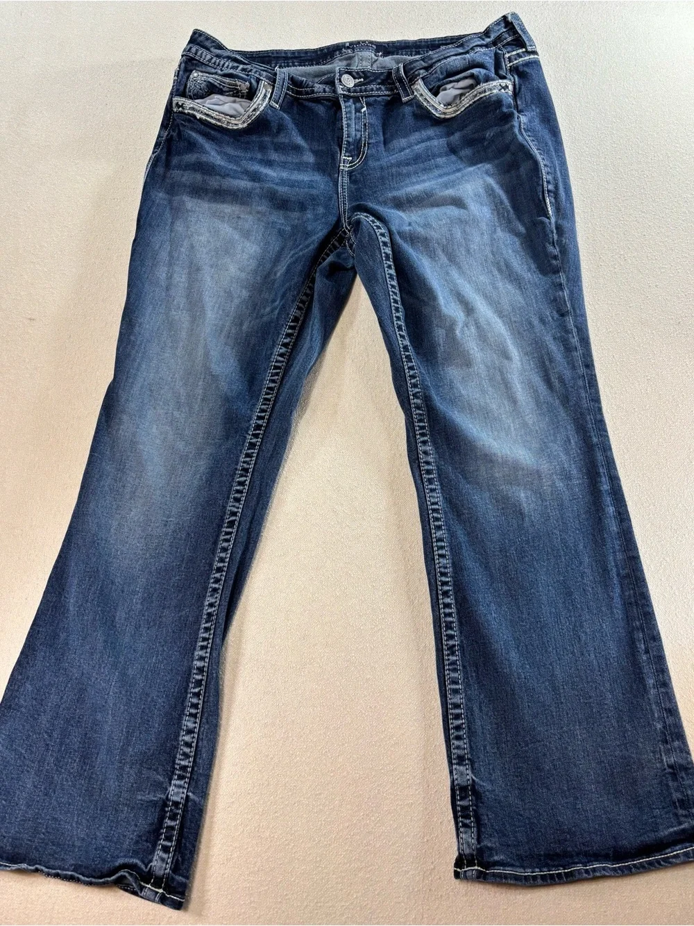 Vigoss Heritage Fit Bootcut Jeans Women’s Size 20 L33 Dark Wash Stretch Denim